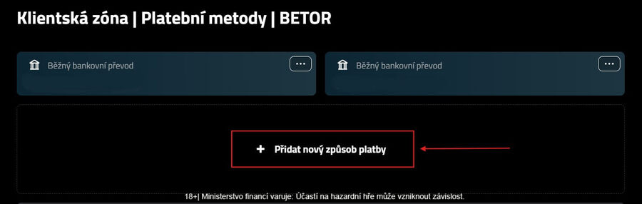 Přidejte novou platební metodu