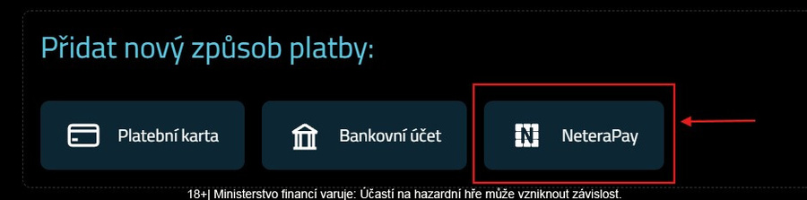 Poté vyberte službu NeteraPay