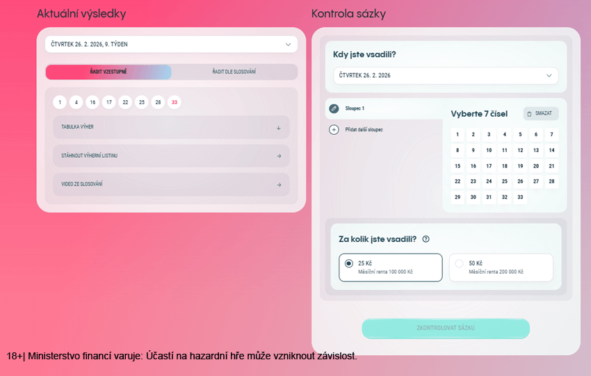 Kontrola tiketu v&nbsp;loterii Extra Renta od Allwynu