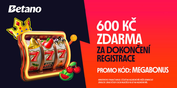 Registrační bonus Betano: 444 free spinů + 156 Kč na sázení