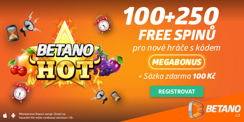 Registrujte se s kódem MEGABONUS a získejte navíc 100 free spinů