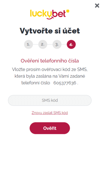 Ověření telefonního čísla u LuckyBet