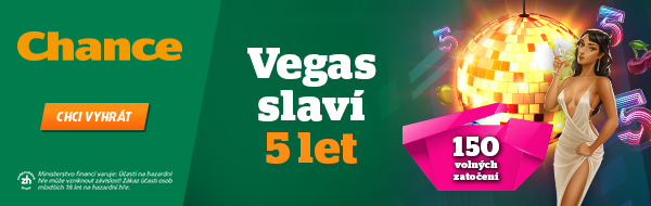 Chance Vegas oslavuje 5 let. Čeká vás turnaj s dotací 500 000 Kč a až 150 free spinů