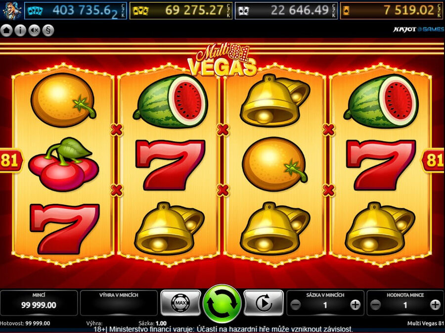 Nejlepší automat Tipsport Multi Vegas 81