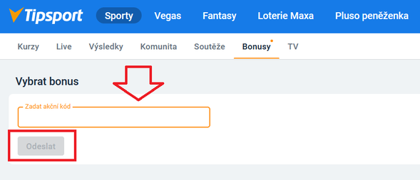 Kam napsat VIP kód od Tipsportu?