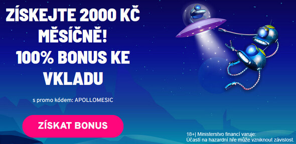 Měsíční bonus s promo kódem v casinu Apollo