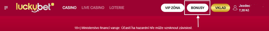 Začněte kliknutím na Bonusy