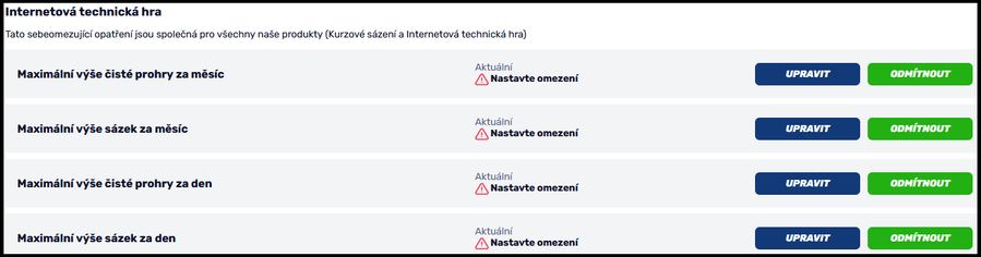 Nastavení sebeomezujících opatření vám pomůže k zodpovědnému hraní