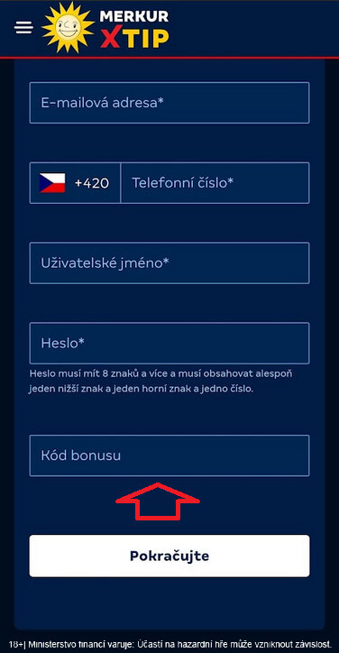 MerkurXtip kód bonusu – kam se píše registrační kód?