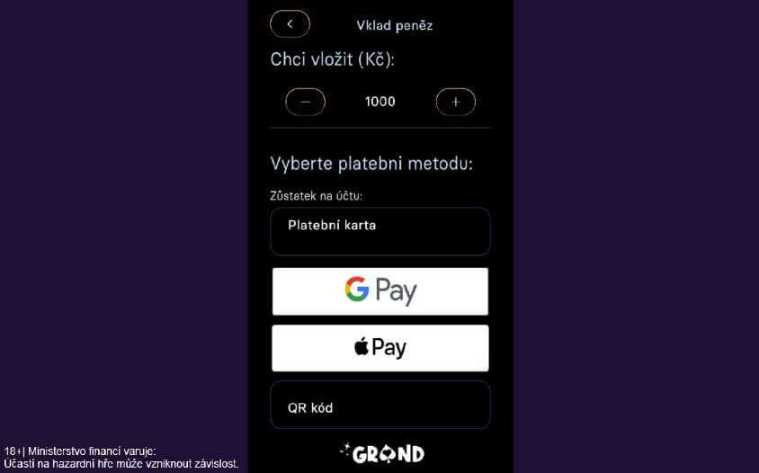 Dle vašeho zařízení si zvolte Google Pay nebo Apple Pay