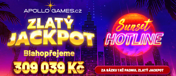 Padl Zlatý jackpot v casinu Apollo Games – Výhru přinesl spin za 1 Kč