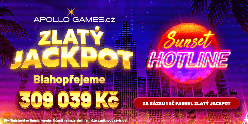 Padl Zlatý jackpot v casinu Apollo Games – Výhru přinesl spin za 1 Kč