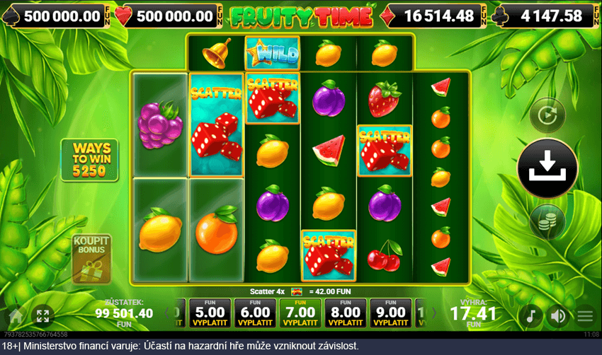 Bonus Buy automat Fruity Time od Amusnetu v&nbsp;online casinu Betano