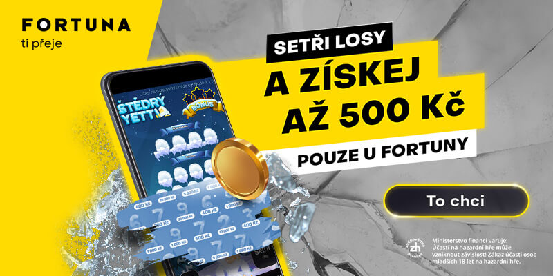 Fortuna online losy přináší bonus až 500 Kč.