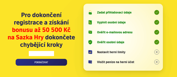 Postup registrace v&nbsp;online casinu Sazka Hry (Allwyn)