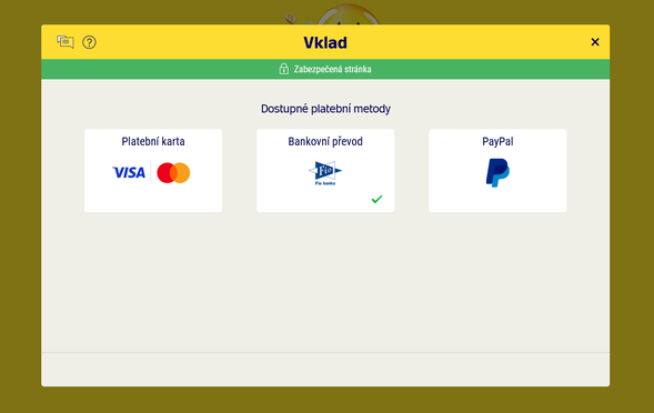 Ověření platební metody u&nbsp;Sazka Her