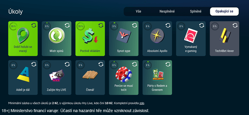 Opakující se úkoly v Bonusomatu