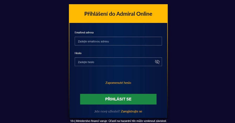 Online Admiral casino přihlášení