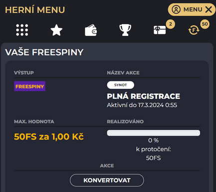Konvektor free spinů GrandWin