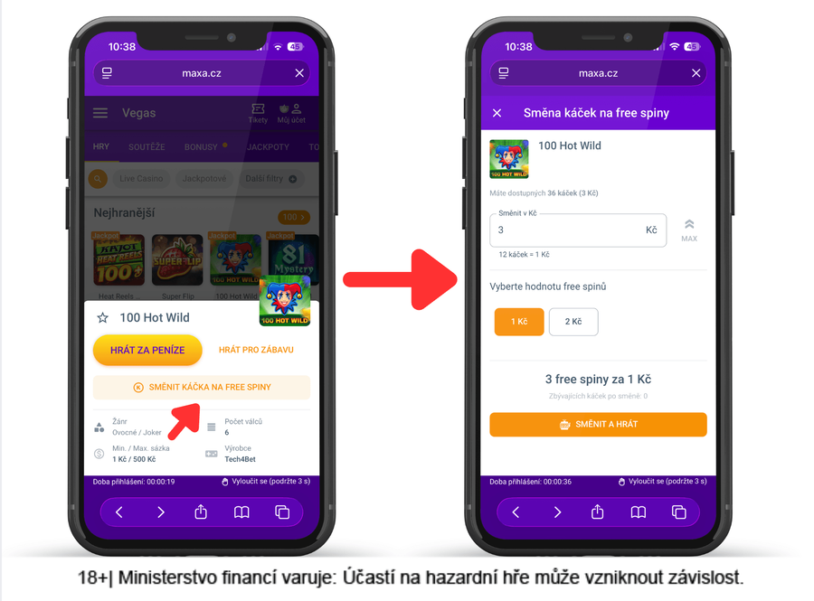 Směna Maxa káček za free spiny u&nbsp;automatu