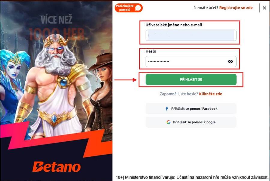 Betano CZ přihlášení