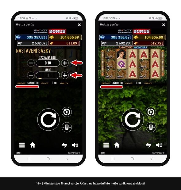 Nastavení sázky na haléřovém automatu v&nbsp;casinu Apollo Games