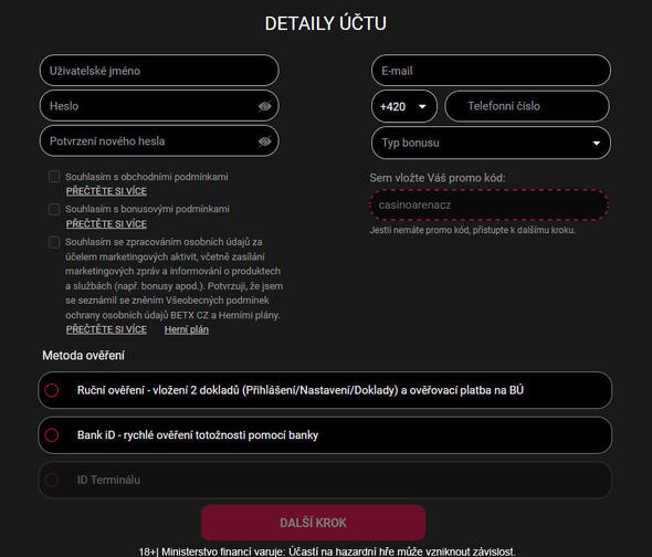 Registrace a BetX promo kód – návod