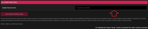 Uplatnění BetX promo kódu ve formuláři