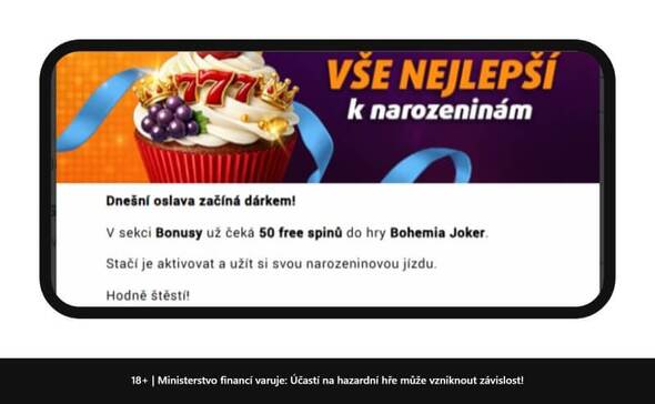 Přijetí narozeninových free spinů pro přihlášení k&nbsp;účtu Tipsport