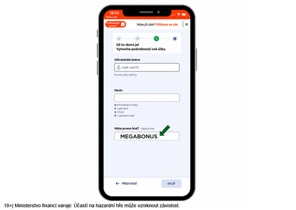 Kam napsat kód MEGABONUS při registraci Betano?
