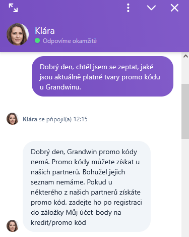 Návod na použití kódu Grandwin a&nbsp;ověření informací na podpoře