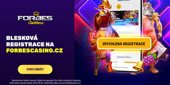 Rychlá registrace v casinu Forbes s bonusem až 350 FS
