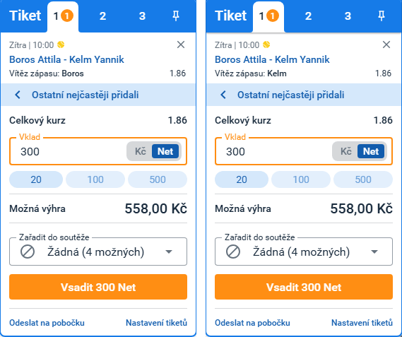 Sázka Netů na protichůdné události v&nbsp;tenise