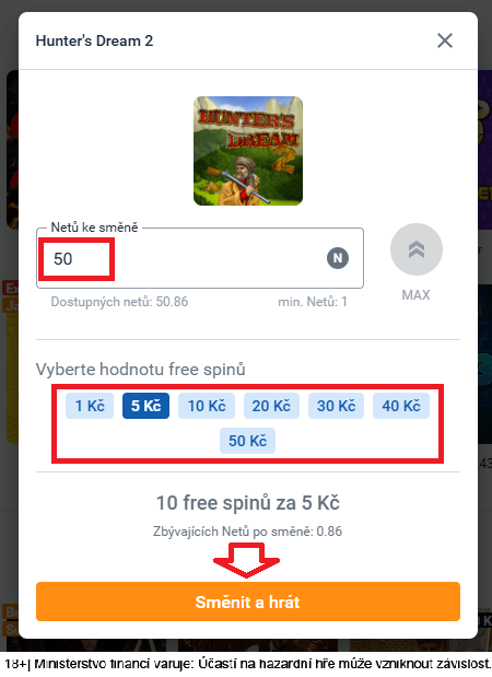 Převod Tipsport Netů na free spiny v&nbsp;online casinu Tipsport Vegas