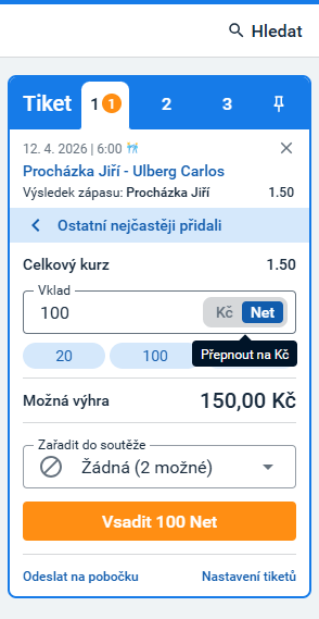 Jak si vsadit za Nety?