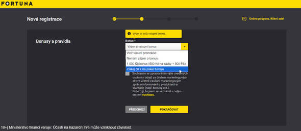 Vyberte si registrační bonus u Fortuny Vyberte si registrační bonus u Fortuny