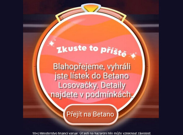 Tiket do Betano Losovačky o 50.000 Kč