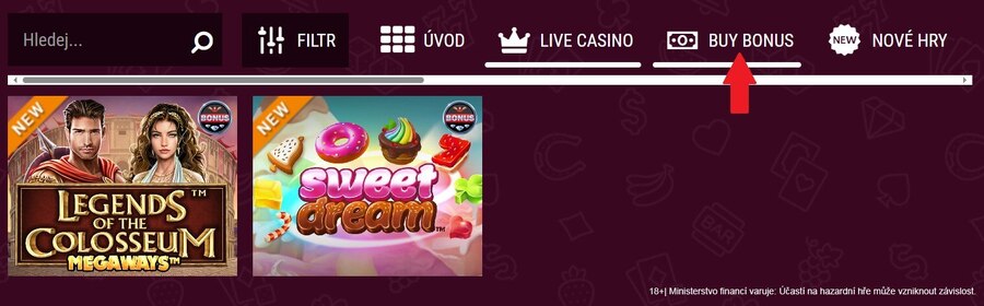 Bonus buy automaty u casina SYNOT TIP
