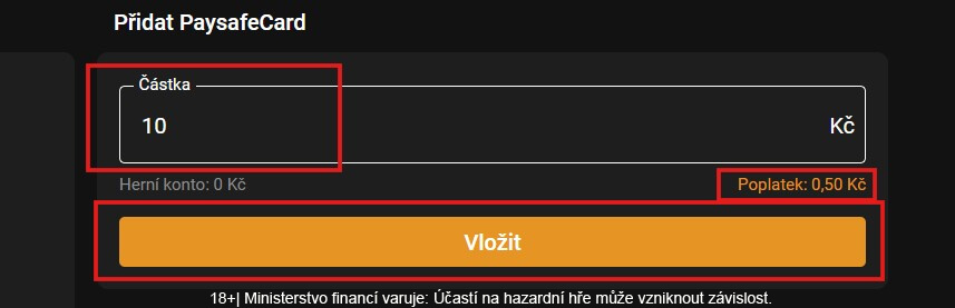 Zadejte částku a&nbsp;potvrďte vklad