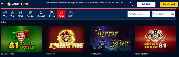Filtrování her v casinu MerkurXtip