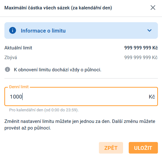 Denní maximum sázek