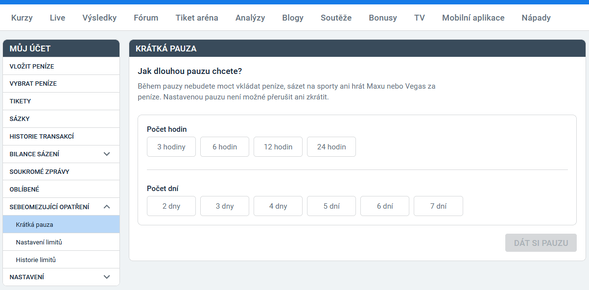 Nastavení sebeomezujících opatření 2