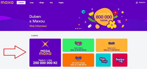 Jak vsadit Megamaxu přes online účet Maxa?