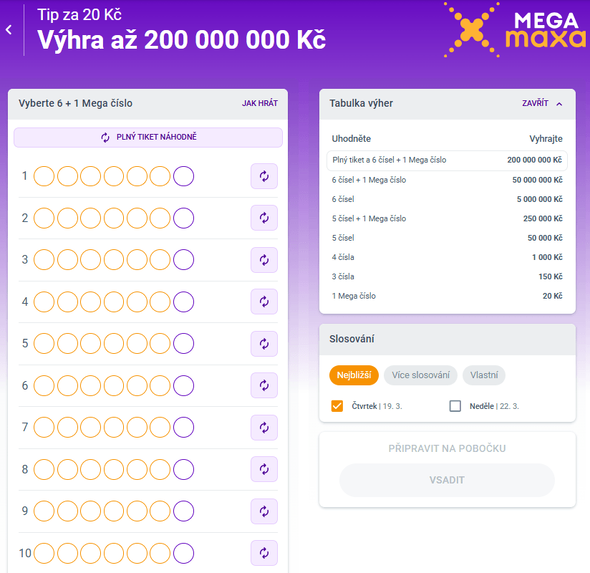 Jak si vsadit Mega Maxa tiket přes online účet?