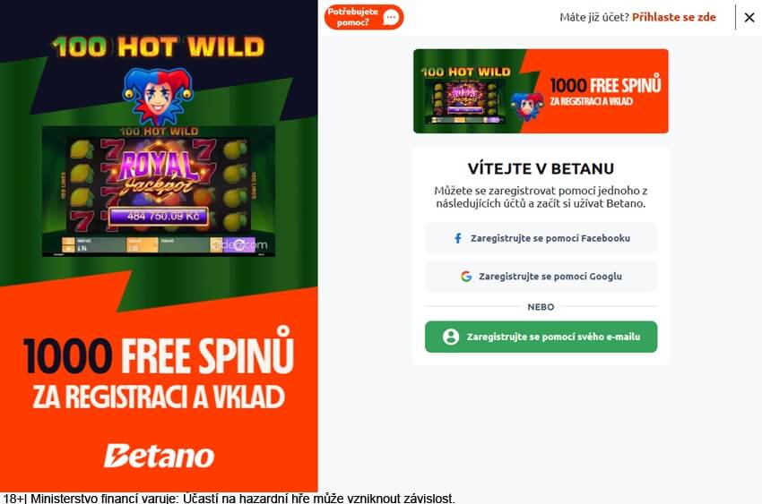 Betano registrace je jednoduchá