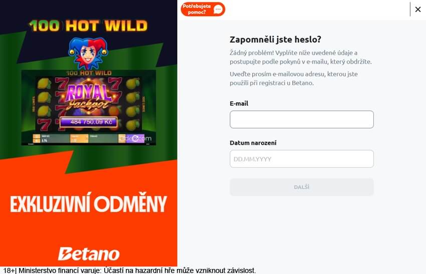 Zapomenuté heslo u Betana vyřešíte snadno
