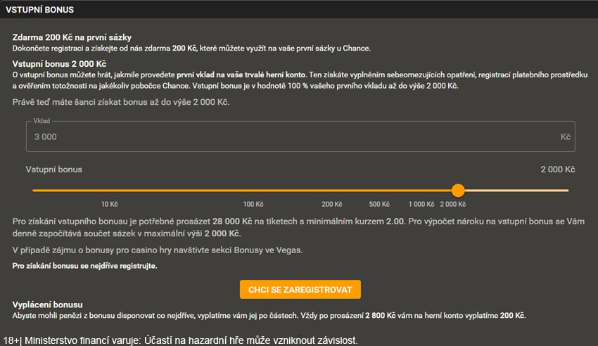 Získejte až 2 000 Kč na kurzové sázení u Chance
