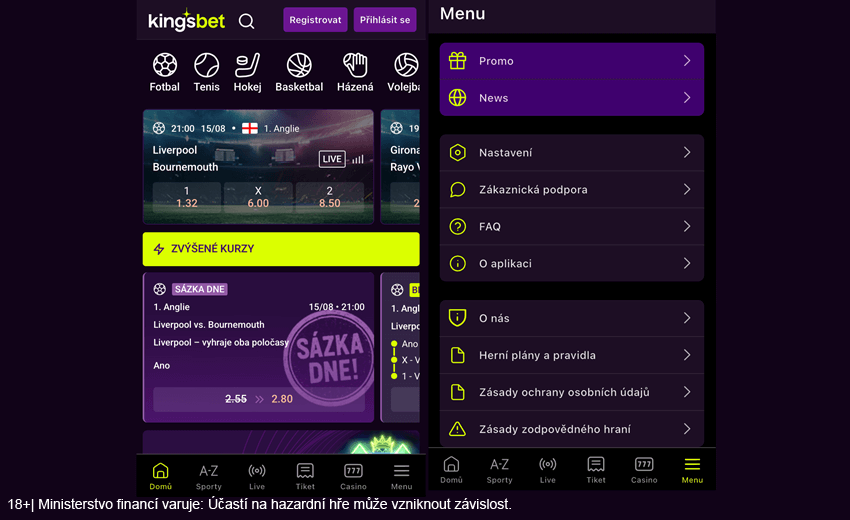 Jak vypadá Kingsbet aplikace?