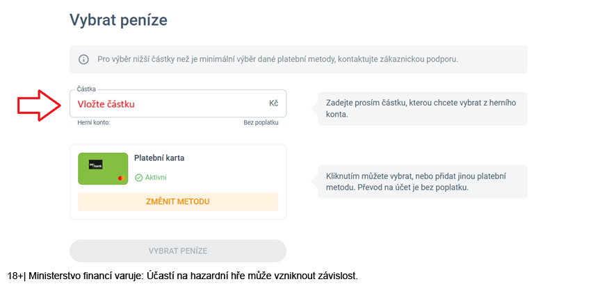 Maxa výběr z&nbsp;herního účtu