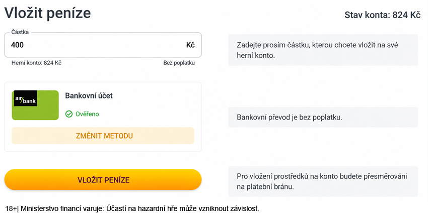 Maxa vklad na herní konto